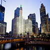 Twilight Michigan Avenue Bridge and Wrigley Building